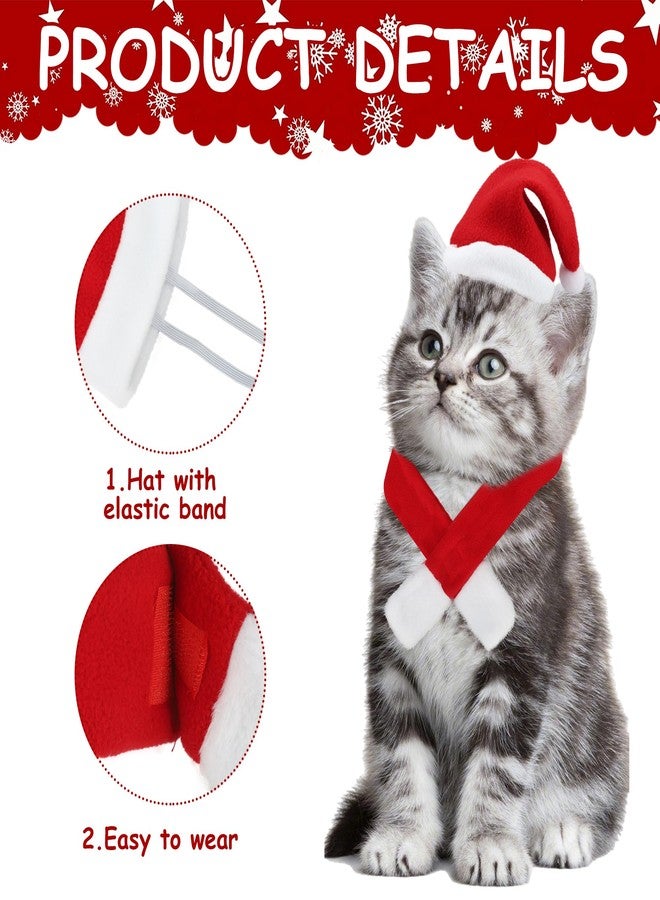 Maniaacer 6 Pcs Christmas Santa Hat with Scarf Pet Costume Set Holiday Outfit Costumes Pets Santa Hat Scarf Set for Pet Small Cat Dog Puppy Christmas Party Costume Dress Up Supplies - Image 3